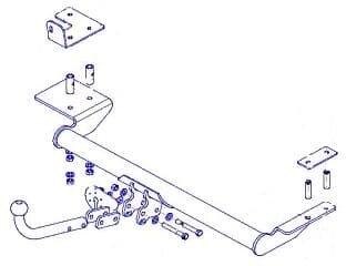 Фаркоп (ТСУ) для DAEWOO Lanos 1997-2009 седан/хетчбек съемный шар на двух болтах 1.1тонны Босал