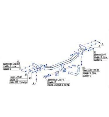 Фаркоп (ТСУ) для HYUNDAI I 30 (FD) 2007-2011 хетчбек съемный шар на двух болтах 1.2тонны Босал