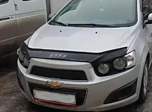 Дефлектор капота (мухобойка) Chevrolet Aveo с 2011 г.в. (Шевролет Авео) Вип Тюнинг